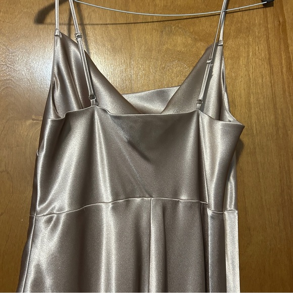 BIRDY GREY Lisa Satin Maxi Gown / Dress Neutral Champagne Sz L Wedding Formal - Picture 12 of 14